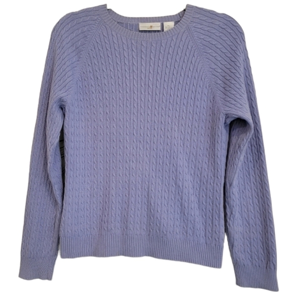 Preswick & Moore Lilac Purple Cable Knit Crewneck Sweater Size Petite Large - Picture 3 of 8